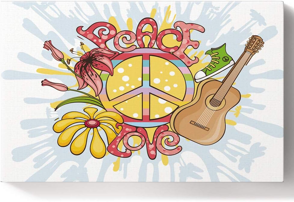 Roses Garden Paint by Numbers for Adults Kids Beginner Acrylic Paints DIY Oil Painting Paint by Numbers Kits Framed Canvas for Wall Decor 16 x 20 inch - Peace and Love Guitar
