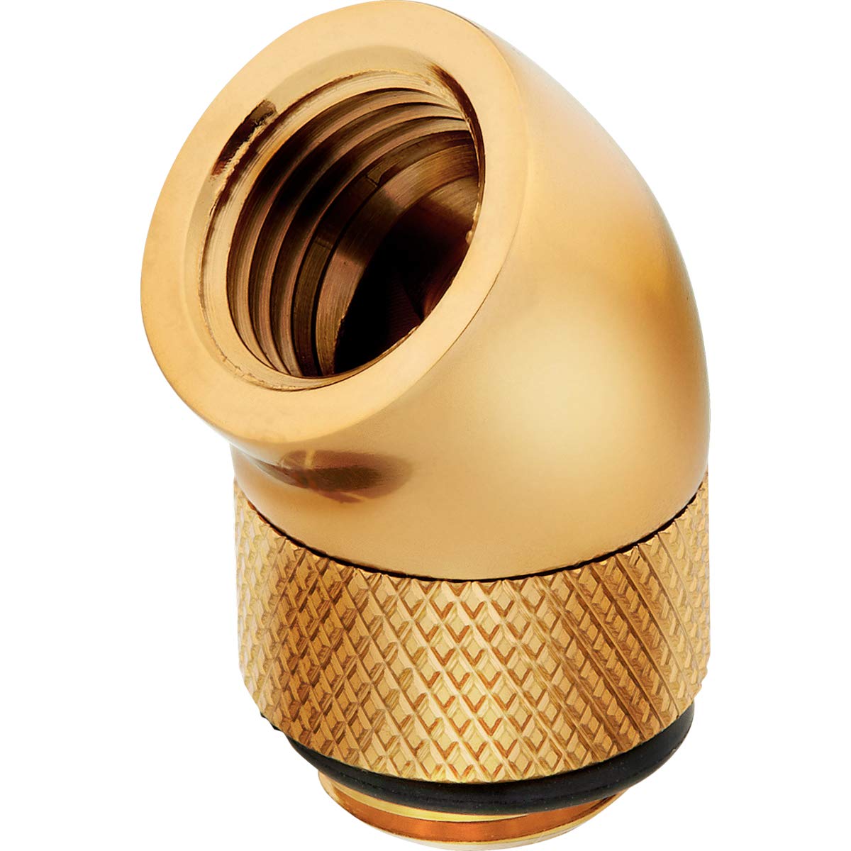 Corsair Hydro X Series 45 Degree Rotary Adapter, Twin Pack (G1/4 BSPP Port Threads, Solid Brass Durability, Secure Rotation Mechanism, Quality Polished Finish, Optimised for High Flow Rates) Gold