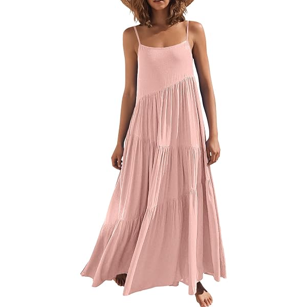Vestido Largo De Verano Para Mujer - Sin Mangas, Estilo Bohemio, Tela Tipo Lino, Playa Y Vacaciones