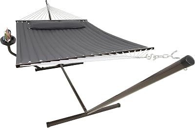 VITA5 Hammock Stand with Side Table Two Person 200 kg Dark Grey
