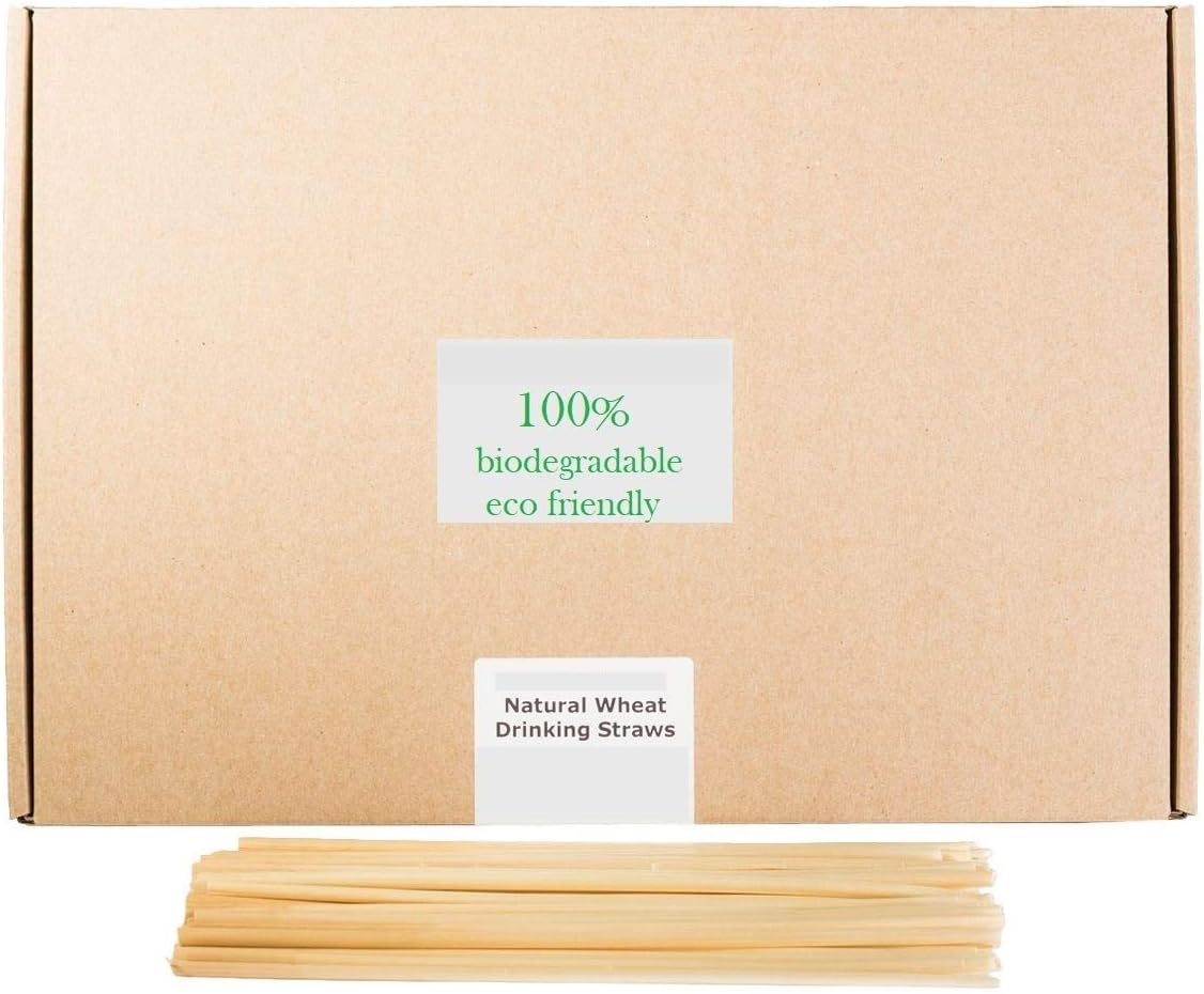 50 x Natural Wheat Drinking Straws 215mm long -100% Biodegradable, Eco-Friendly Disposable Straw