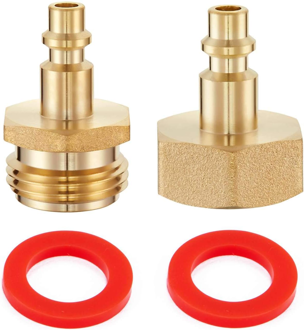 Litorange 2 PCS Lead-Free Brass Winterize Sprinkler Systems: Air Compressor 1/4" Quick Connect Plug To GHT 3/4" Garden Hose Faucet Blow Out Adapter Fitting For RV, Travel Trailer, Boat & Camper - - 