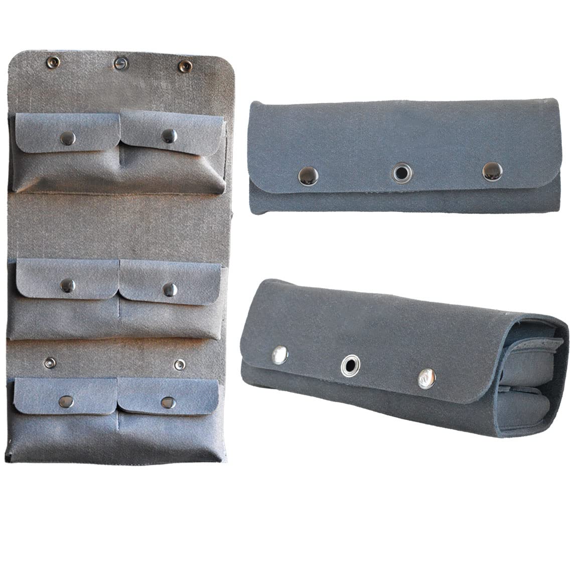 Sheep Shearing Handpiece Leather Comb Pouch 6 Pocket (Grey)