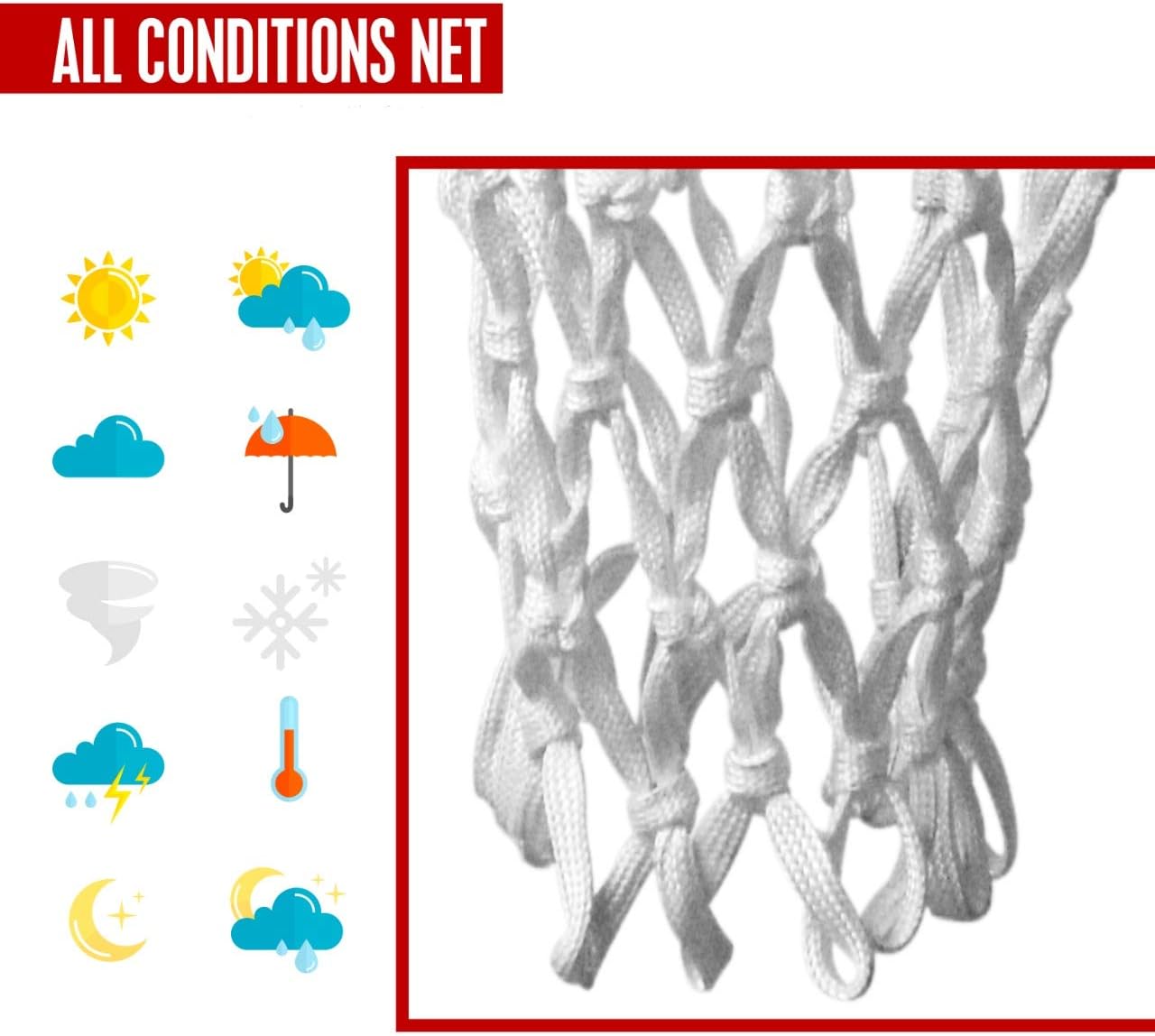 Gains Professional Basketball Net Replacement, All Weather Heavy Duty Anti Whip, Fits Standard Indoor or Outdoor 12 Loops Rim White. : Sports & Outdoors