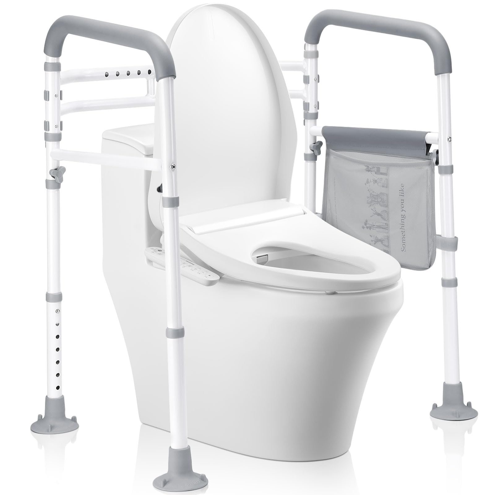 Photo 1 of Toilet Safety Rails-Adjustable Toilet Safety Frame, FoldableTtoilet Support Rails with Handles, Heavy Duty Toilet Handles for Elderly, Seniors, Handicap & Disabled-Fits Most Toilets