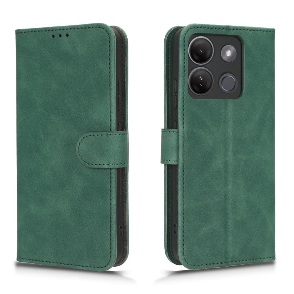 EasyShow Wallet Case for Infinix Smart 7 HD Case, Infinix Smart 7 HD has Kickstand function and Card Slots with Magnetic Buckle Phone, Leather Phone Case Compatible with Infinix Smart 7 HD-Green
