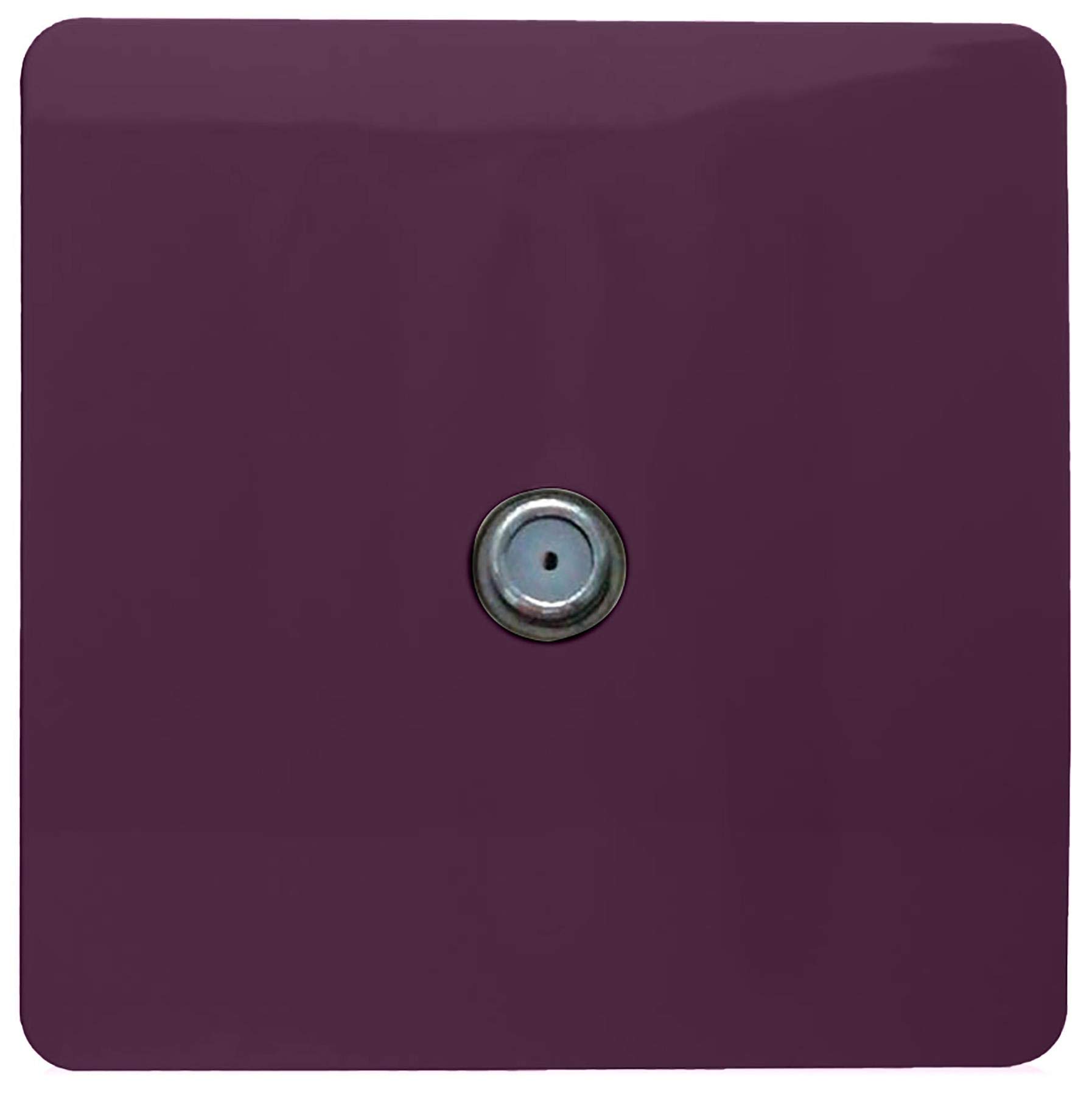 Trendi 1 Gang Artistic Modern Glossy Screwless Television Satellite Socket Plum