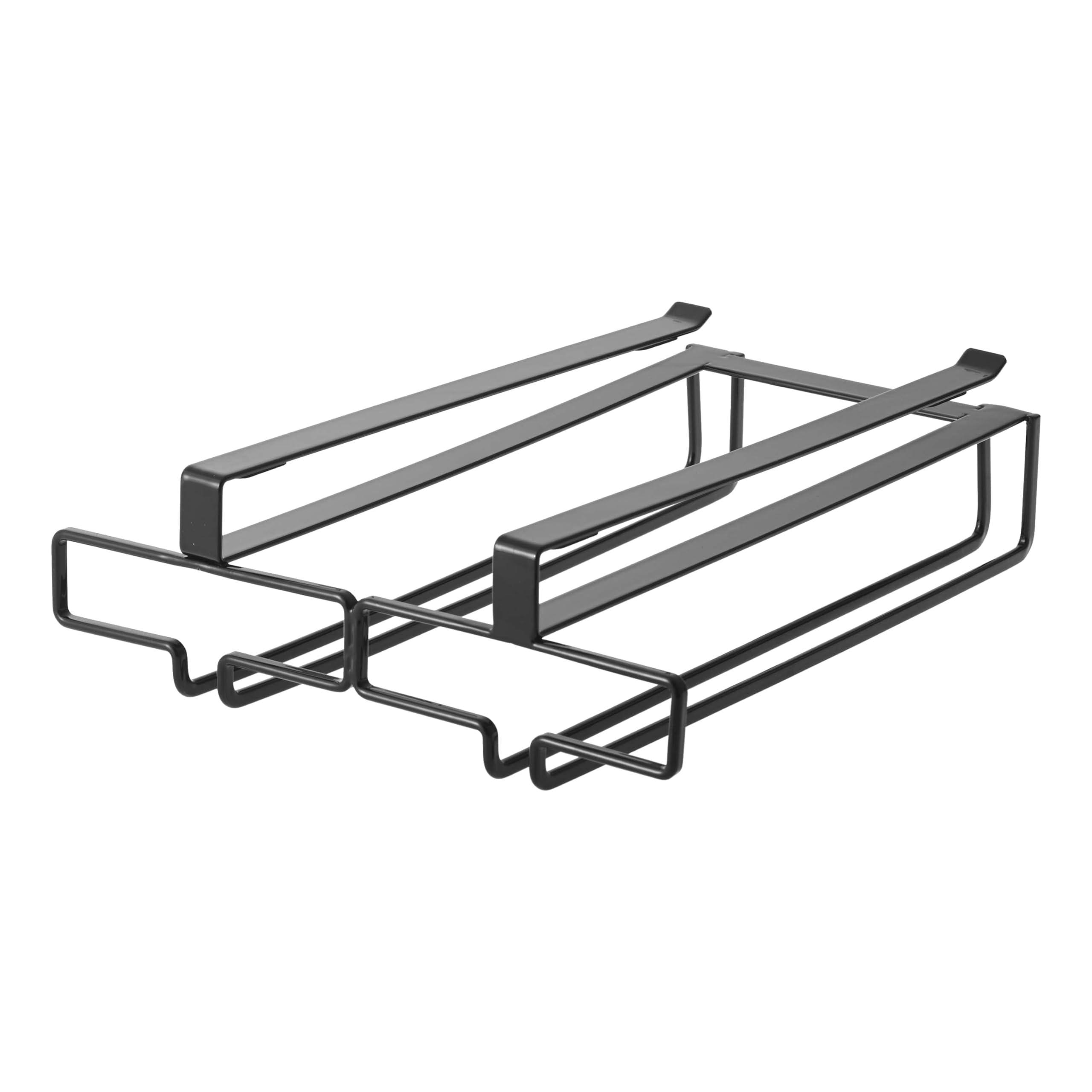 YAMAZAKI Home Under Shelf Wine Glass Rack-Hanging Storage Holder | Steel | Undershelf Solution, Alloy, Black, One Size