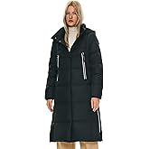 Orolay Women's Thickened Long Down Jacket Winter Down Coat Hooded Puffer Jacket with Side Zipper