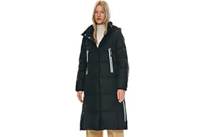 Orolay Women's Thickened Long Down Jacket Winter Down Coat Hooded Puffer Jacket with Side Zipper
