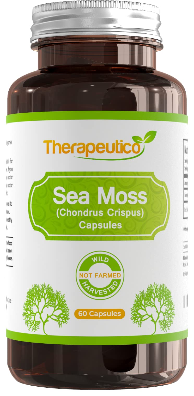 Sea Moss Capsules | Wild Harvested | 60 Veg Capsules | Full Spectrum | Chondrus Crispus | Premium Supplement | Vegan | No Binders, Fillers, Additives | UK Made