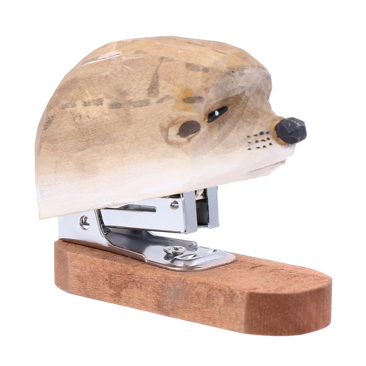 NUOBESTY Desk Accessories Heavy Duty Stapler Novelty Hedgehog Stapler Wood Animal Desk for School Office Home for Kids Small Heavy Duty