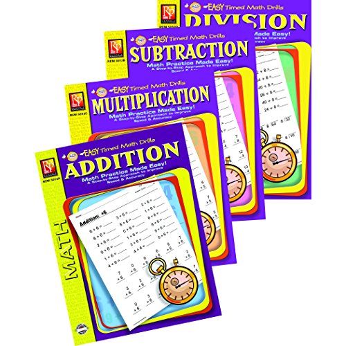 Remedia Publications REM5012E Easy Timed Math Drills Book Set Grade 0.4