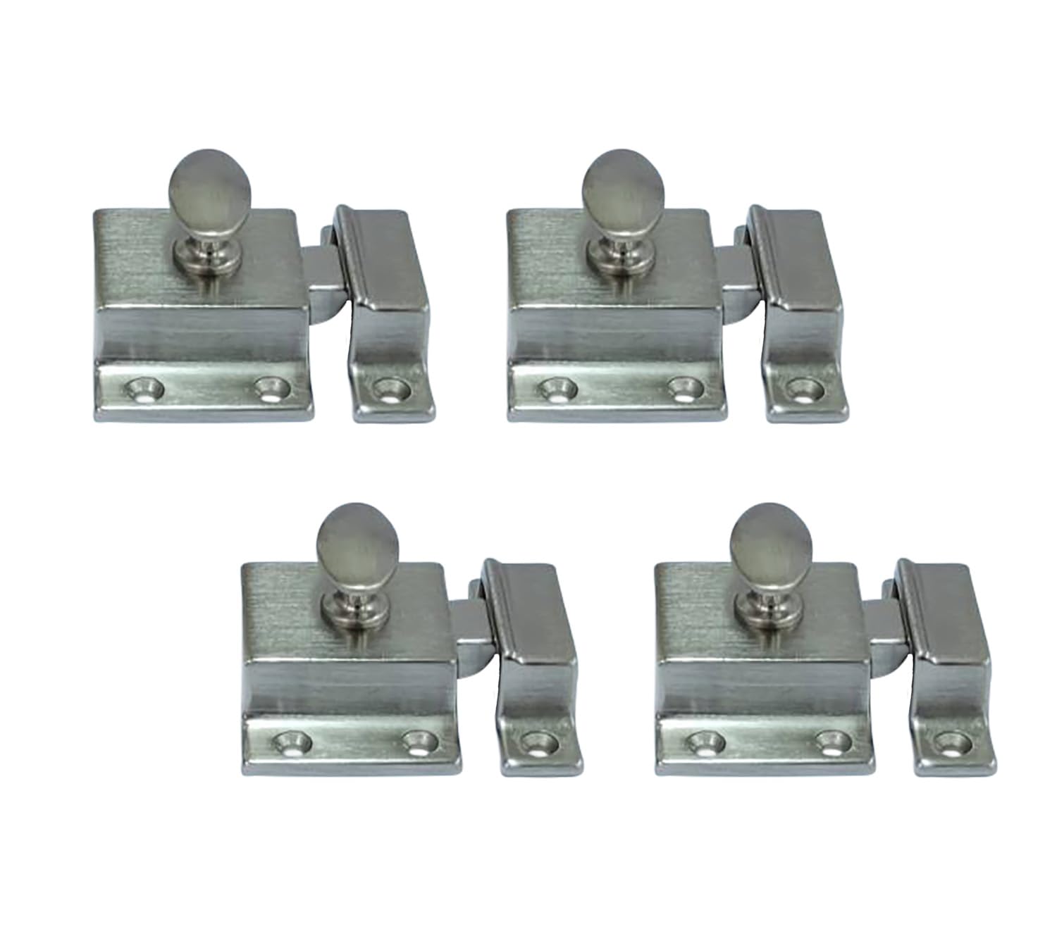 QCAA Traditional Large Oval Turn Cabinet Latch, Solid Brass, 2", for Cupboard & Other Furniture, Brushed Satin Nickel, 4 Pack, Made in Taiwan