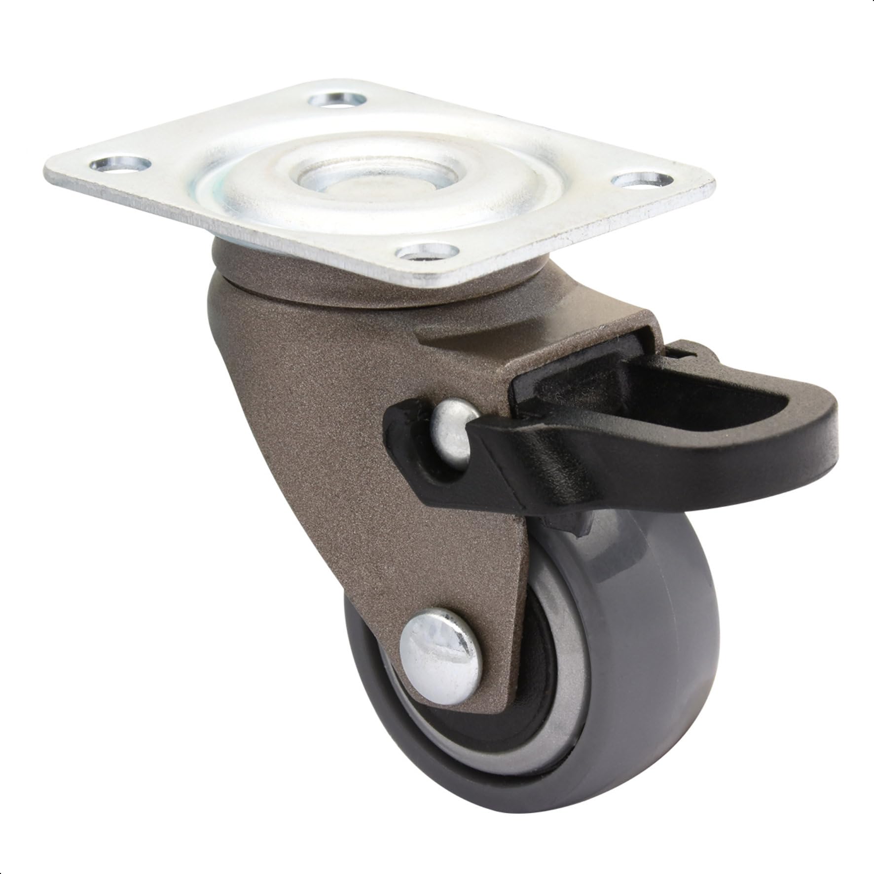 WAGNER design - 3C - swivel castor/furniture castor - grey, soft tread, diameter Ø 25 mm, brake, load capacity 12 kg - 01232801