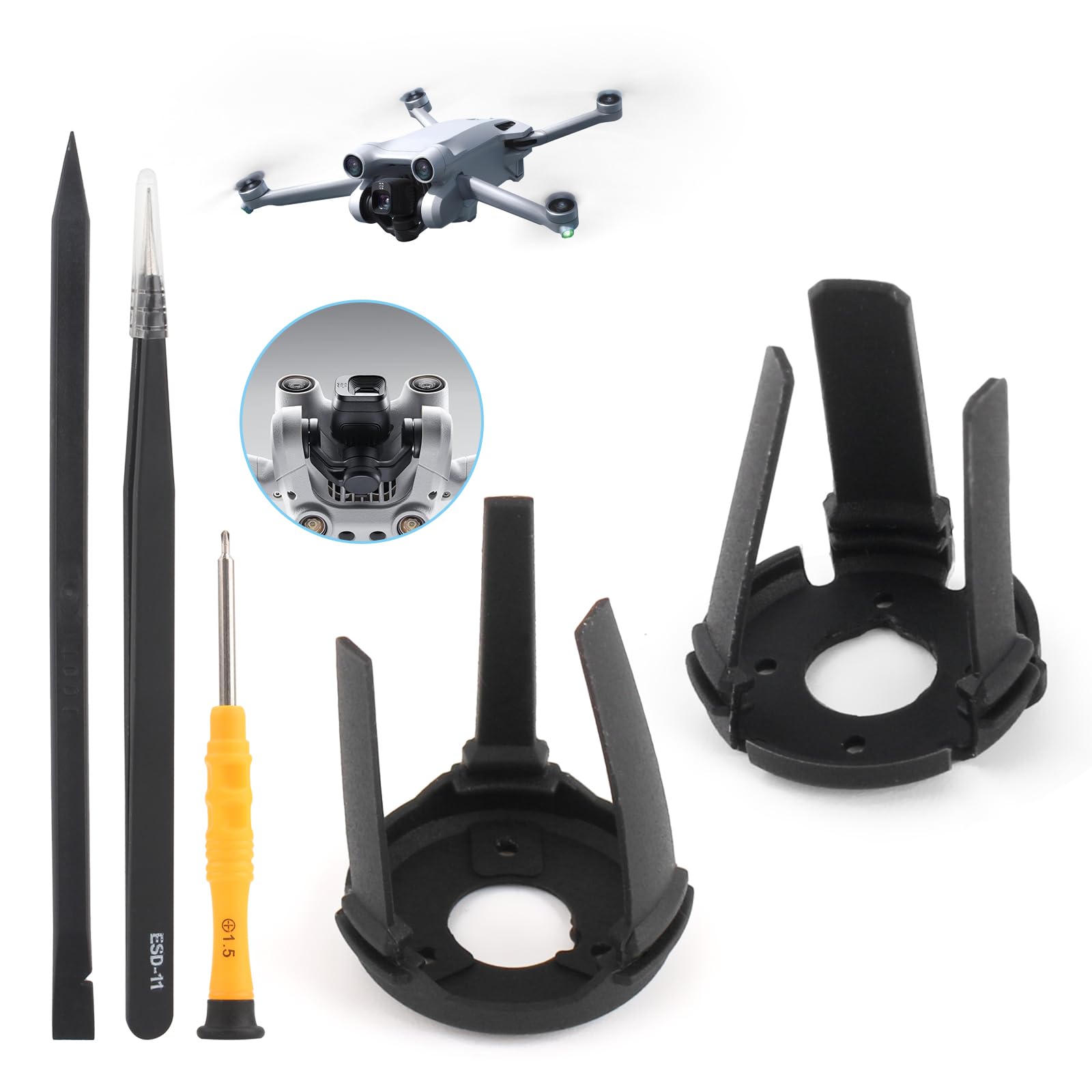 RongZy for DJI Mini 3 Gimbal Shock Absorption Rubber Replacement for DJI Mini 3 Pro Damper Rubber Gimbal Camera Shock Absorber Drones Accessories Parts with Repair Tools(Upgrated Long Tail)