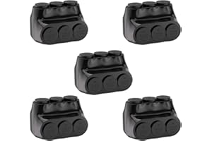 STARELO 5PCS 3 Port Insulated Connector, Single-Sided Splice, Multi Tap Cable Connector for Copper and Aluminum Wires, Slotted Hex, Black Vinyl Coated, Pre-Filled with Oxide Inhibitor (2-14 AWG)