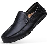 Go Tour Men's Premium Genuine Leather Casual Slip on Loafers Breathable Driving Shoes Fashion Slipper