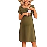 Ekouaer Women's Nursing Dress Summer Short Sleeve Patchwork Maternity Breastfeeding Knee Length Dress