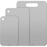 3 Packs Stainless Steel Cutting Board Small Cutting Boards for Kitchen, Metal Cutting Boards for Kitchen, Non Stick Chopping Cutting Board for Fruit Meat Vegetable(13.4x9, 11.8x7.9, 9.4x5.9 in)