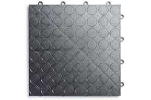 Big Floors RaceDeck CircleTrac, Interlocking Non-Slip Garage Flooring Tile, Durable, Modular, Heavy-Duty Copolymer, Easy Install (Graphite, 48 Pack of 12 x 12" Tiles)