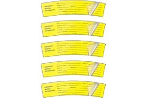 AccuformNMC NMC Hard Hat Emergency Medical Information Hard Hat Labels (Pack of 5), Self-Laminating Adhesive Vinyl, Bright Yellow, 1.5" x 6", LHTL250, American Made Safety Tags, Signs, and Labels