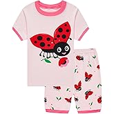 Akyzic Little Girls Summer Pajamas Kids 100% Cotton 2 Piece Pjs Toddler Girls Short Sleeve Sleepwear Clothes Sets 3-10T