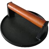 Firsgrill Cast Iron Grill Presses with Wood Handle (Round w Flat Bottom)