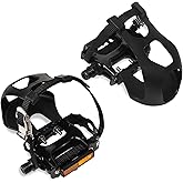 BUCKLOS Bike Pedals with Toe Cages for Regular Shoe Adjustable Strap | Toe Clips Cage for Bicycle Pedal 9/16" Compatible with Peloton Bike&amp;Bike+/Road/Indoor/Spin Biked,Ride with Sneakers
