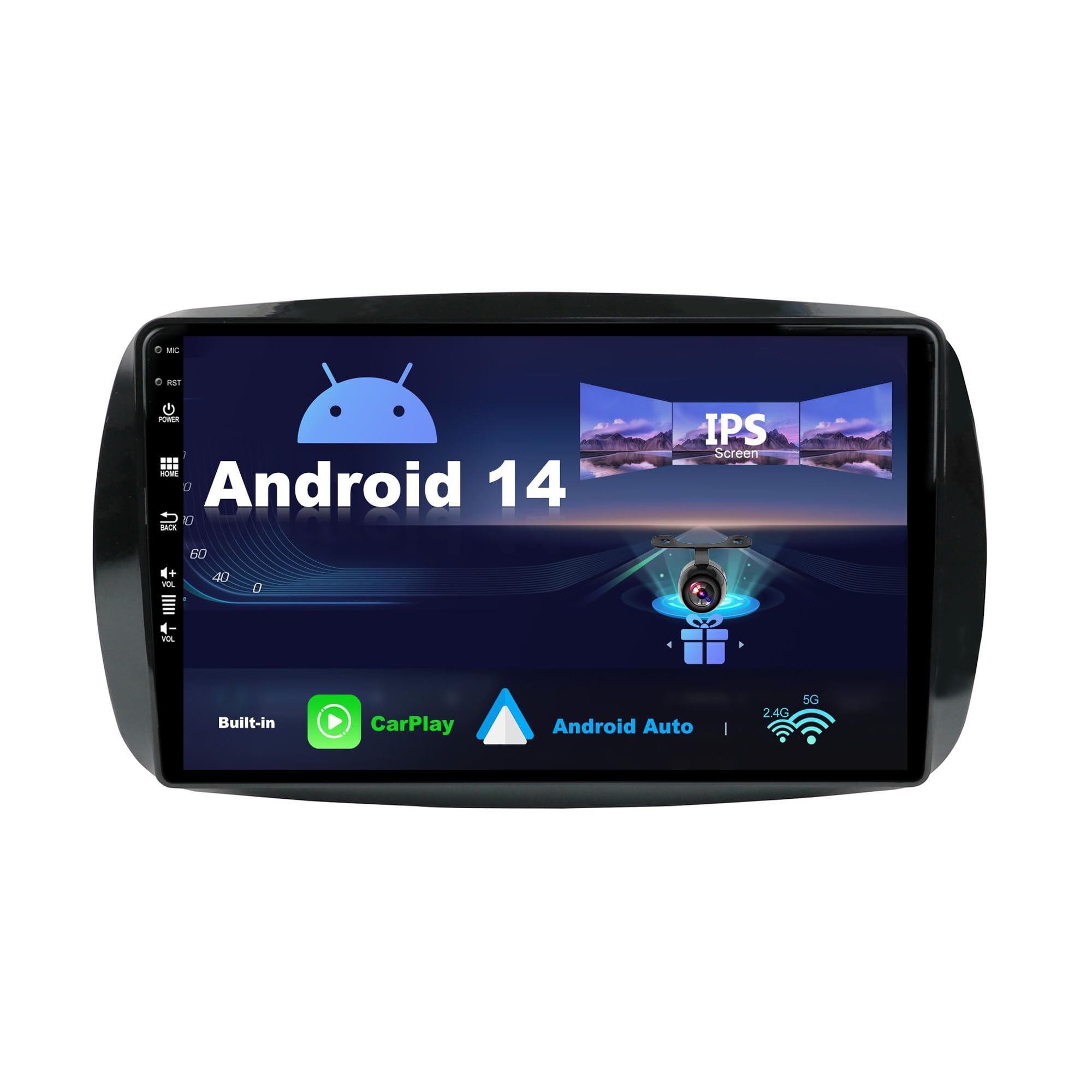 SXAUTO Android 12 IPS Car Stereo For Mercedes-Benz Smart 453 Fortwo (2014-2020) - 2G+32G - Wireless CarPlay/Android Auto - Rear Camera Free - 9 Inch 2 Din - DAB Steering Wheel 4G WiFi Fast-boot DSP