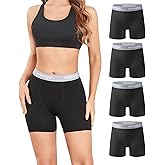 wirarpa Women's Boxer Briefs Cotton Underwear Anti Chafing Boy Shorts Panties 5.5" Inseam 4 Pack