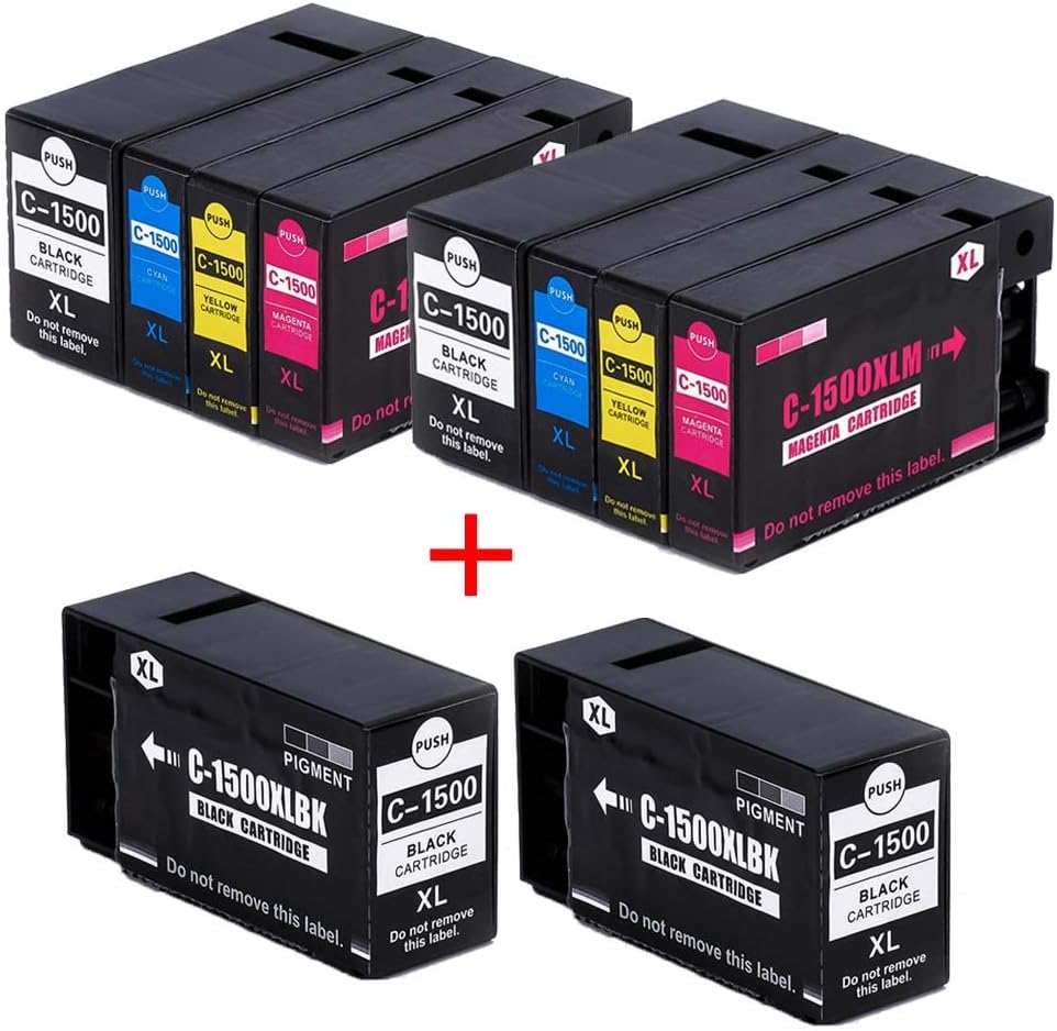 Karl Aiken Pack of 10 (4 Black/2 Cyan/2 Magenta/2 Yellow) PGI-1500XL Compatible Cartridges for Canon PGI-1500XL, Work with Canon Maxify MB2350 MB2050 MB2300 MB2000 MB2150 MB2755 MB2155 MB2750