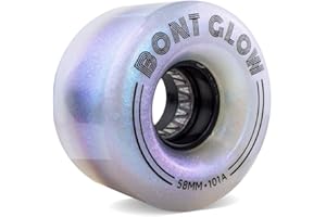 Bont Glow Light Up LED INDOOR Roller Skate Wheels – 58x32mm 101A | Pack of 4 | For Jam, Shuffle and Rhythm Skating (Angelic Aqua)