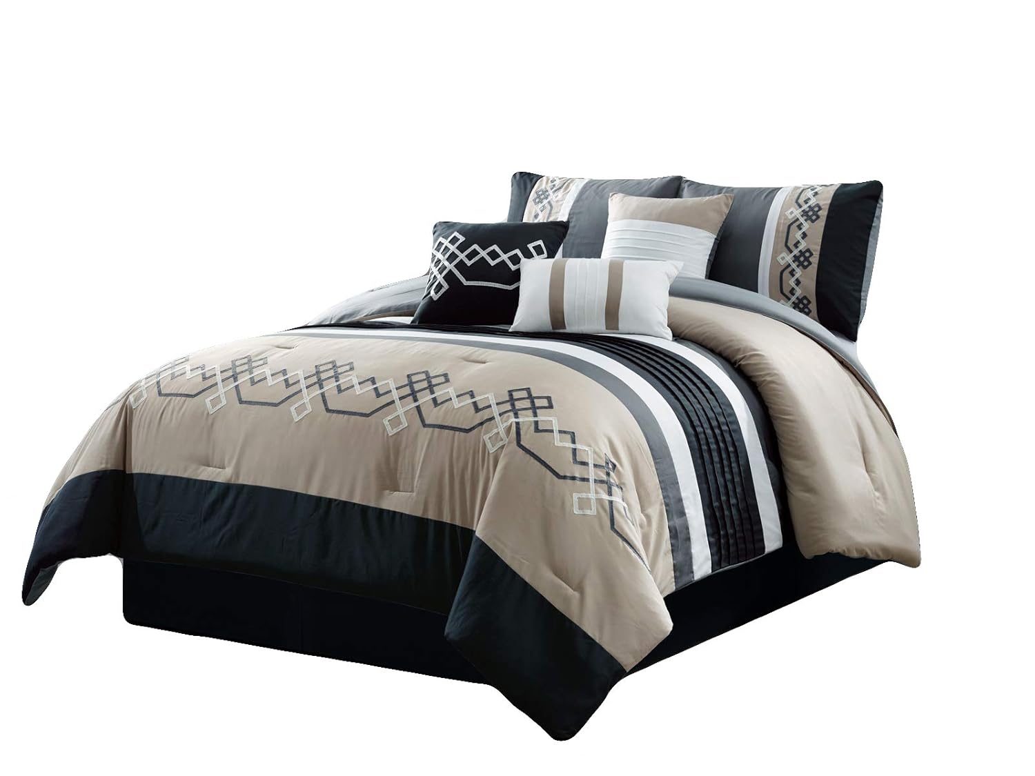 Amazon Com Hgs 7 Pc Lucas Geometric Line Embroidery Pleated