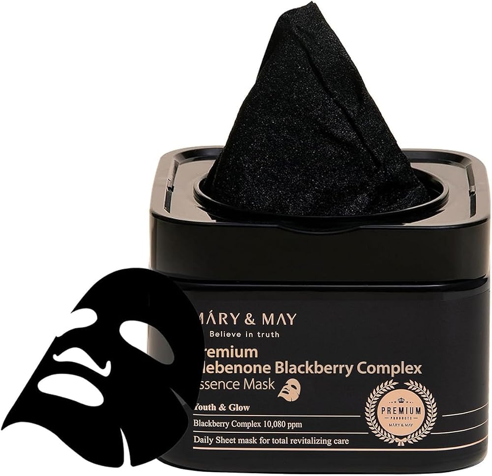 Mary&May Idebenone Blackberry Antioxidant Mask 20 Sheets Black Charcoal