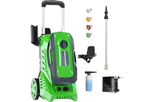 HONGDONG Electric Pressure Washer 4800PSI-Max 3.2GPM Power Washer Wash Machine Electric Powered with Foam Cannon for Car, Floor, Garage, Patio Washing, Green