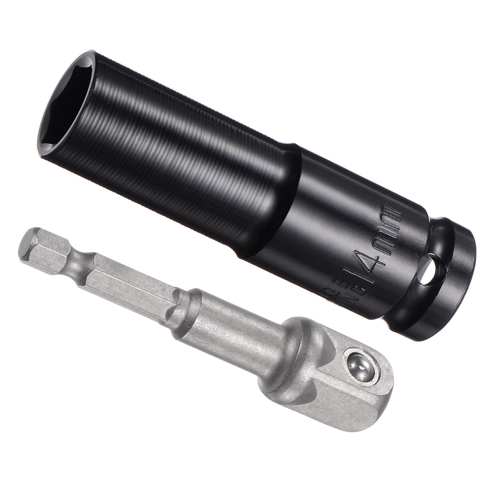 CoCud Deep Socket Set, 14mm Socket 3" Length 1/2" Drive, CR-V 6-Point Drive Socket Accessory Set with 1/4" Socket Adapter - (Applications: for Electric Hand Drill Screwdriver)