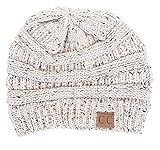 BYSUMMER C.C Warm Soft Cable Knit Skull Cap Slouchy Beanie Winter Hat (Confetti Oatmeal)