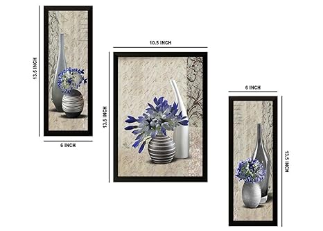 SAF UV Textured Print Framed Painting Set of 3 for Gift to His/Her for Home Decoration – Size 35 x 2 x 50 cm SANFPS7452