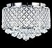 New Galaxy Lighting 4-Light Chrome Finish Round Metal Shade Crystal Chandelier Semi-Flush Mount Ceiling Fixture