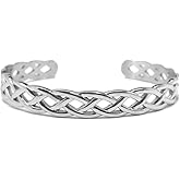 Loralyn Designs Stainless Steel Silver Braided Infinity Cuff Bangle Bracelet Adjustable