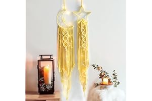 JOBOSI Star Moon Dream Catcher Handmade, Bohemian Hippie Decor, Wall Decor, Bedroom Decor, Home Decor, Gifts for Girls, Women, Friends, Mother