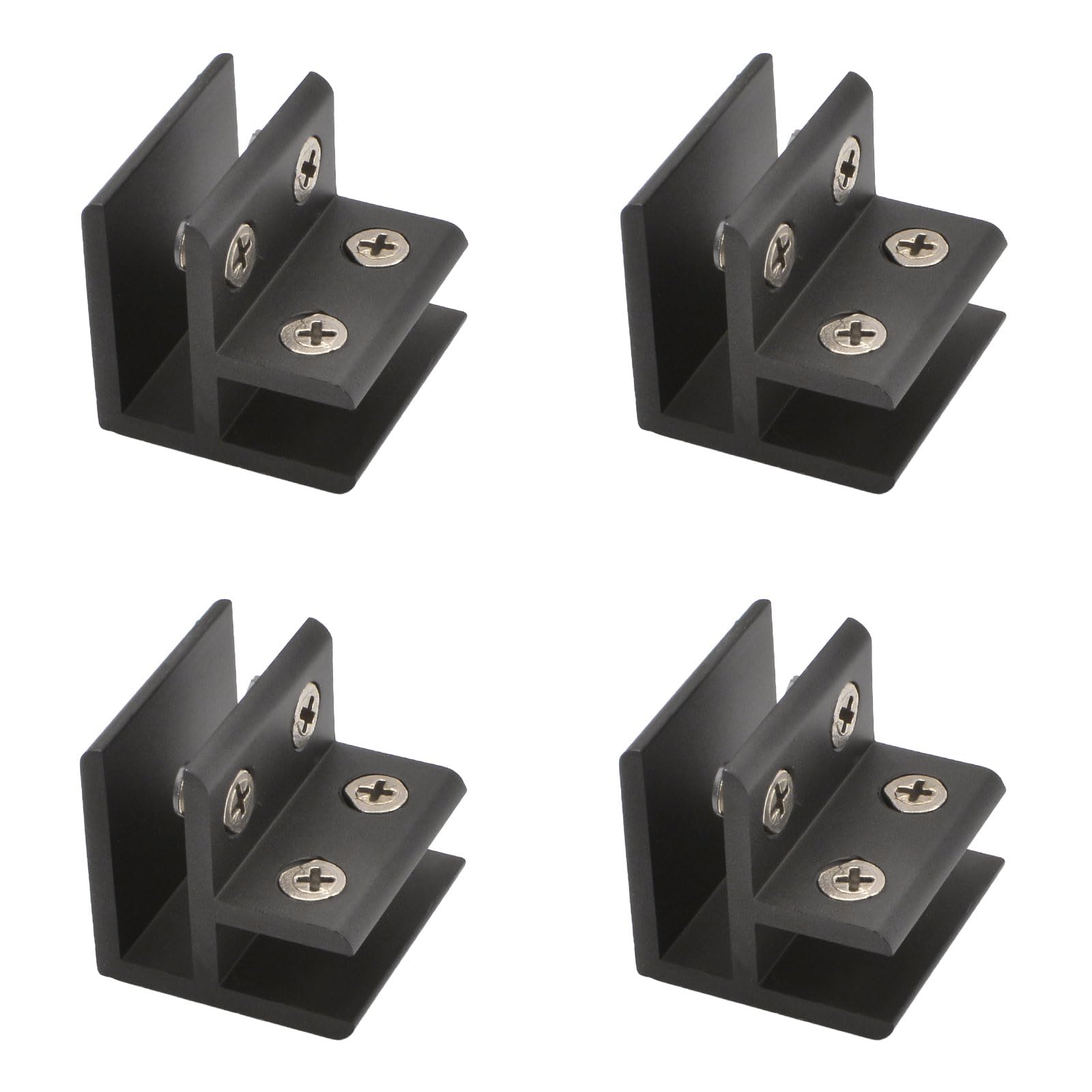 Photo 1 of INCREWAY Glass Clamp, 4Pcs Adjustable 90 Degrees Glass Clips Aluminum Alloy Glass Shelf Support Bracket, Glass Holder Connector for 8-10mm Thick Glass, Black