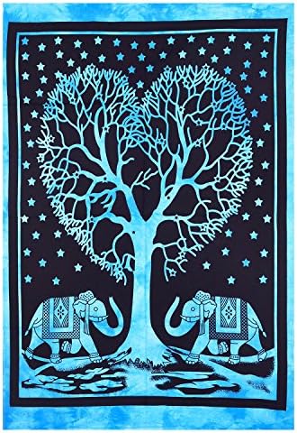 Aakarshan Tree of Life Cotton Poster Elephant Indian Wall Hanging Psychedelic Wall Decor Posters Tapestry