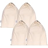 Hell Blues Reusable Storage Bags with Drawstrings 16x19 inch Multipurpose - Canvas Fabric Bread Bags - Reusable Muslin - Produce - Dust Proof Bags Cover - Cloth Shoe Bags (4 Pack)