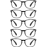 CCVOO 5 Pack Reading Glasses Blue Light Blocking with Case, Filter UV Ray/Glare Computer Readers Fashion Nerd Eyeglasses Women/Men (A3 With Case,1.50)