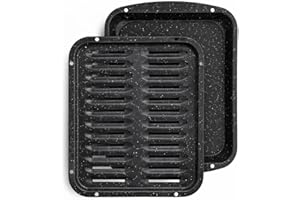 Broiler Pan for Oven Nonstick 16.75” x 13” Porcelain Nonstick Coated - Broiling Pan for Oven Withstands Heat up to 550° F (Sp