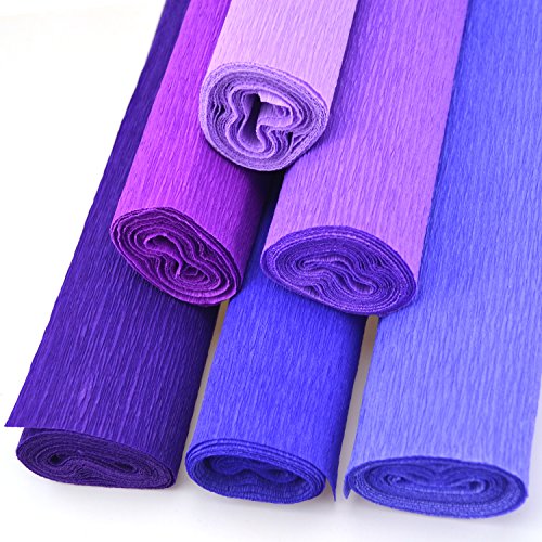 Star Packing Best Crepe Paper Roll 20 inches wide x 8ft long | 42 colors available 13.5 Square Feet pack (6 Rolls, Shades of Purple)
