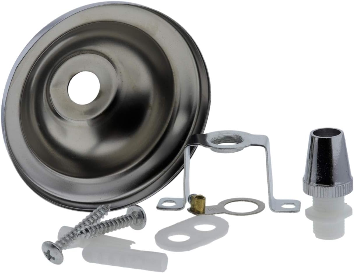 1 Pack Art Deco 67mm Diameter Small Metal Ceiling Rose and Colour Matched Metal Grip in Chrome Finish - Image 3