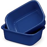 DecorRack 2 Plastic Wash Basins, Large 10 Quart Graduated Bucket, Portable Washbasin for Washing, Cleaning, Foot Bath, Dishes, Face Cleansing Bowl, Blue (2 Pack)